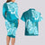 Polynesian Couples Matching Long Sleeve Bodycon Dress and Hawaiian Shirt Pacific Flower Mix Floral Tribal Tattoo Aqua Vibe LT9 - Polynesian Pride