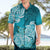 Polynesian Hawaiian Shirt Pacific Flower Mix Floral Tribal Tattoo Aqua Vibe LT9 - Polynesian Pride