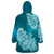 Polynesian Wearable Blanket Hoodie Pacific Flower Mix Floral Tribal Tattoo Aqua Vibe LT9 - Polynesian Pride