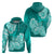 Polynesian Hoodie Pacific Flower Mix Floral Tribal Tattoo Turquoise Vibe LT9 - Polynesian Pride