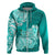 Polynesian Hoodie Pacific Flower Mix Floral Tribal Tattoo Turquoise Vibe LT9 - Polynesian Pride