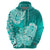 Polynesian Hoodie Pacific Flower Mix Floral Tribal Tattoo Turquoise Vibe LT9 - Polynesian Pride