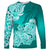 Polynesian Long Sleeve Shirt Pacific Flower Mix Floral Tribal Tattoo Turquoise Vibe LT9 Unisex Turquoise - Polynesian Pride