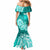 Polynesian Mermaid Dress Pacific Flower Mix Floral Tribal Tattoo Turquoise Vibe LT9 - Polynesian Pride