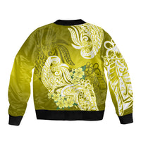 Polynesian Bomber Jacket Pacific Flower Mix Floral Tribal Tattoo Yellow Vibe LT9 - Polynesian Pride