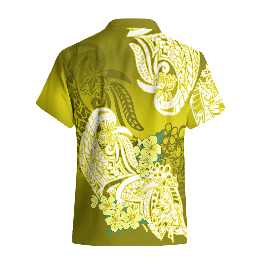 Polynesian Hawaiian Shirt Pacific Flower Mix Floral Tribal Tattoo Yellow Vibe LT9 - Polynesian Pride