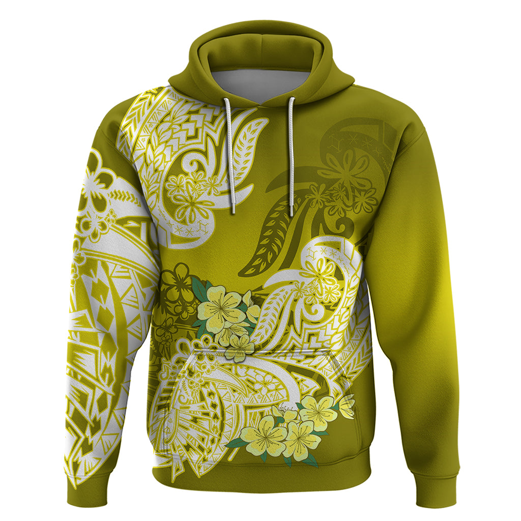 Polynesian Hoodie Pacific Flower Mix Floral Tribal Tattoo Yellow Vibe LT9 Yellow - Polynesian Pride