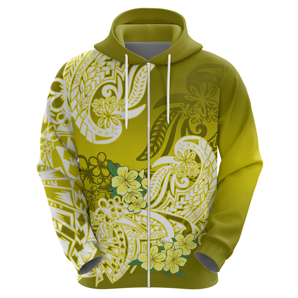 Polynesian Hoodie Pacific Flower Mix Floral Tribal Tattoo Yellow Vibe LT9 - Polynesian Pride