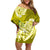 Polynesian Off Shoulder Short Dress Pacific Flower Mix Floral Tribal Tattoo Yellow Vibe LT9 Women Yellow - Polynesian Pride