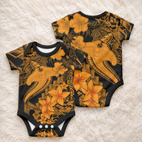 Aloha Hawaii Baby Onesie Hammerhead Shark Tattoo Polynesian Summer - Gold LT9 - Polynesian Pride