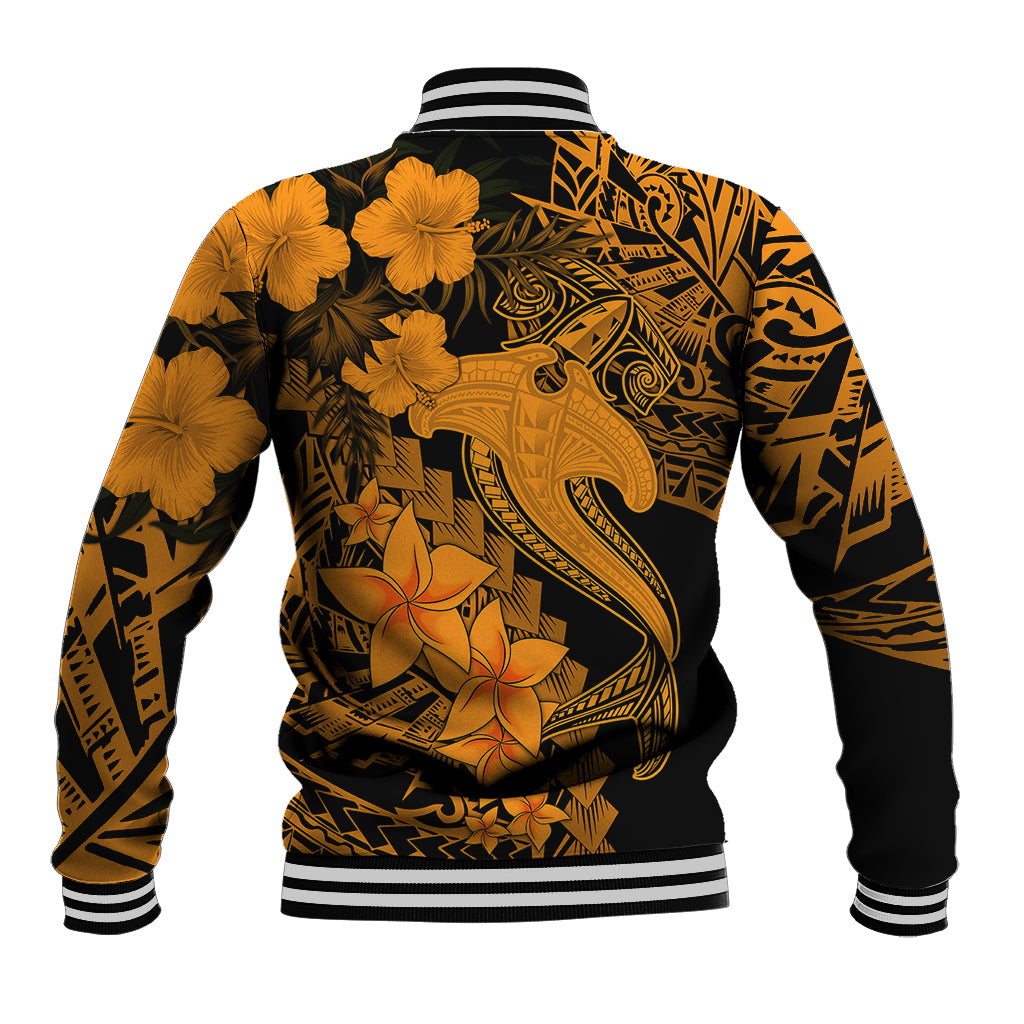 Aloha Hawaii Baseball Jacket Hammerhead Shark Tattoo Polynesian Summer - Gold LT9 - Polynesian Pride