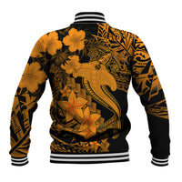 Aloha Hawaii Baseball Jacket Hammerhead Shark Tattoo Polynesian Summer - Gold LT9 - Polynesian Pride