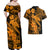 Aloha Hawaii Couples Matching Off Shoulder Maxi Dress and Hawaiian Shirt Hammerhead Shark Tattoo Polynesian Summer - Gold LT9 - Polynesian Pride