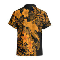 Aloha Hawaii Hawaiian Shirt Hammerhead Shark Tattoo Polynesian Summer - Gold LT9 - Polynesian Pride
