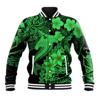 Aloha Hawaii Baseball Jacket Hammerhead Shark Tattoo Polynesian Summer - Green LT9 Unisex Green - Polynesian Pride