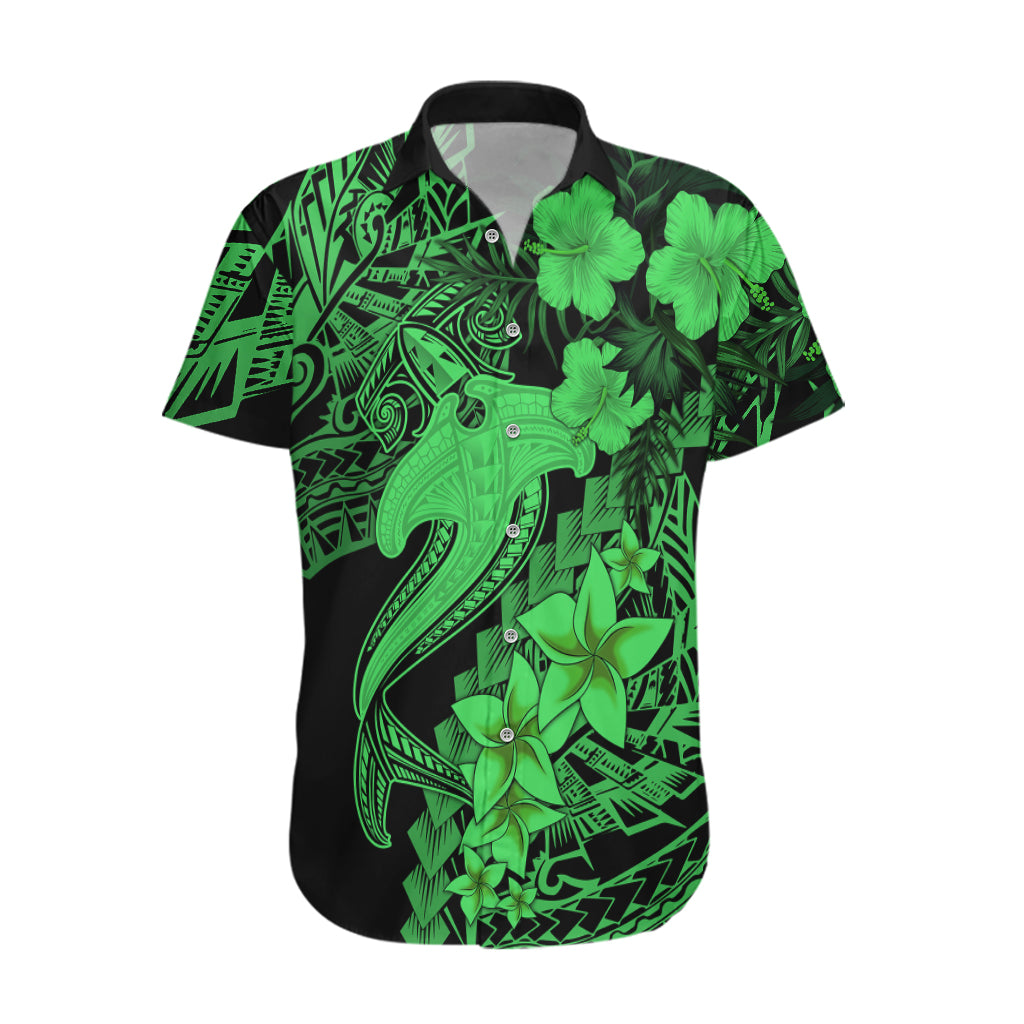 Aloha Hawaii Hawaiian Shirt Hammerhead Shark Tattoo Polynesian Summer - Green LT9 Green - Polynesian Pride