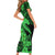 Aloha Hawaii Short Sleeve Bodycon Dress Hammerhead Shark Tattoo Polynesian Summer - Green LT9 - Polynesian Pride