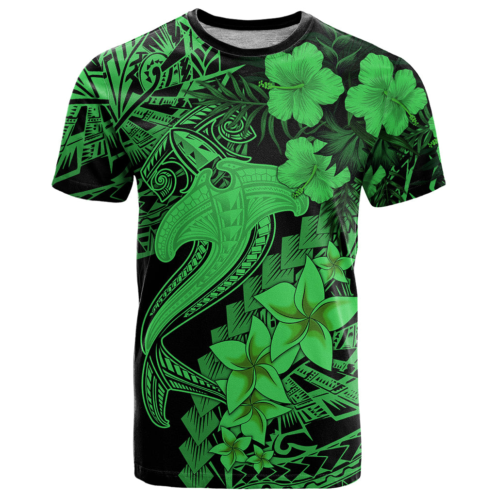 Aloha Hawaii T Shirt Hammerhead Shark Tattoo Polynesian Summer - Green LT9 Green - Polynesian Pride