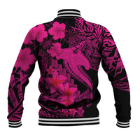 Aloha Hawaii Baseball Jacket Hammerhead Shark Tattoo Polynesian Summer - Pink LT9 - Polynesian Pride