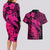 Aloha Hawaii Couples Matching Long Sleeve Bodycon Dress and Hawaiian Shirt Hammerhead Shark Tattoo Polynesian Summer - Pink LT9 - Polynesian Pride