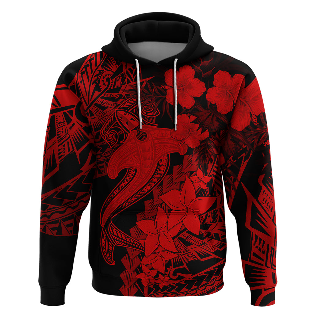 Aloha Hawaii Hoodie Hammerhead Shark Tattoo Polynesian Summer - Red LT9 Pullover Hoodie Red - Polynesian Pride