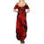 Aloha Hawaii Summer Maxi Dress Hammerhead Shark Tattoo Polynesian Summer - Red LT9 - Polynesian Pride