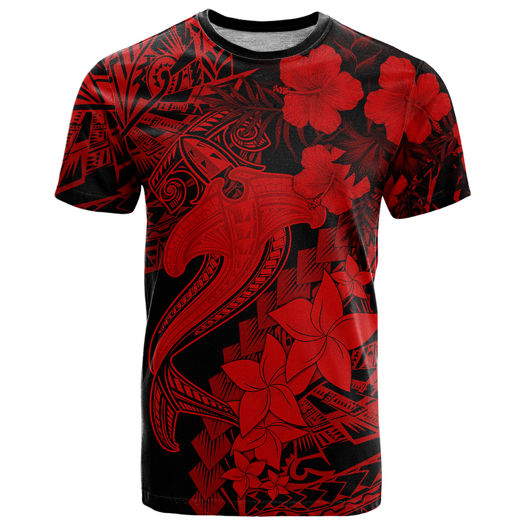 Aloha Hawaii T Shirt Hammerhead Shark Tattoo Polynesian Summer - Red LT9 Red - Polynesian Pride