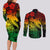 Aloha Hawaii Couples Matching Long Sleeve Bodycon Dress and Long Sleeve Button Shirts Hammerhead Shark Tattoo Polynesian Summer - Reggae LT9 - Polynesian Pride