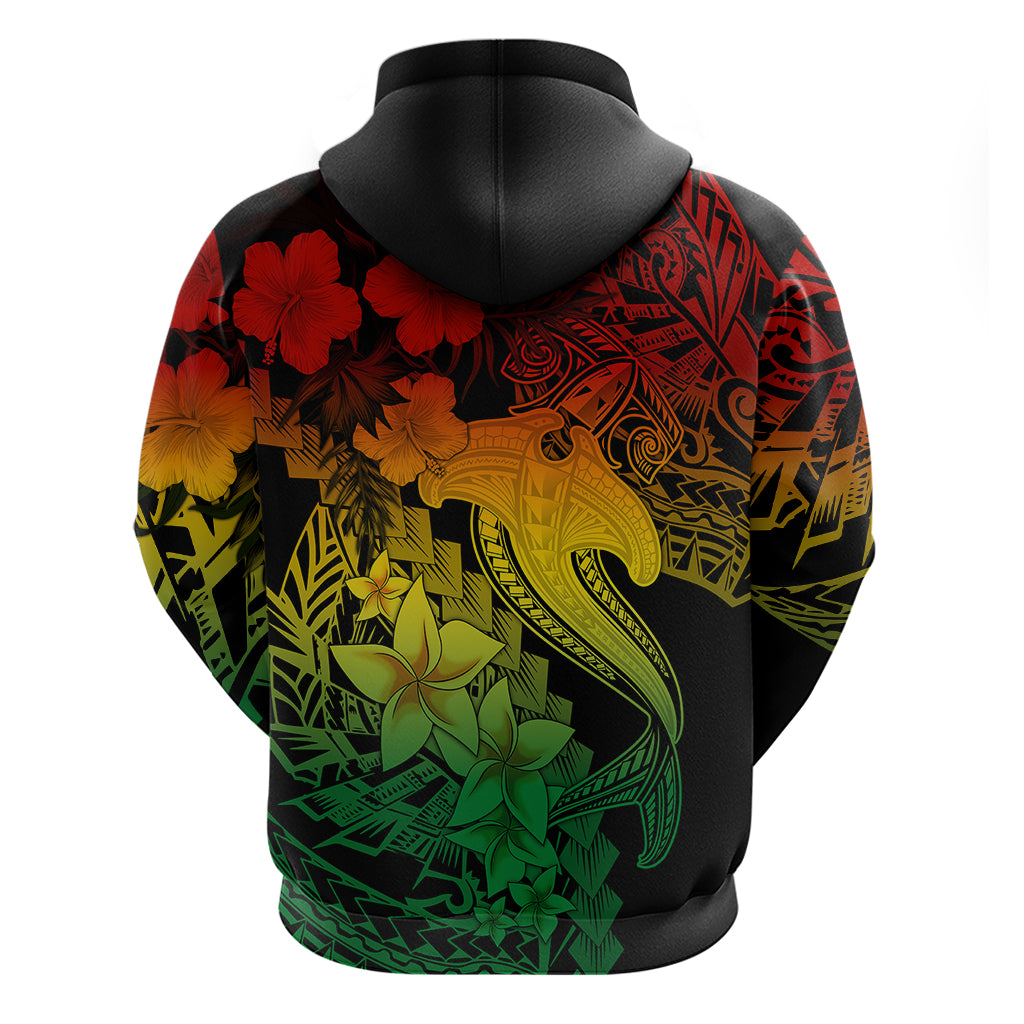 Aloha Hawaii Hoodie Hammerhead Shark Tattoo Polynesian Summer - Reggae LT9 - Polynesian Pride
