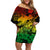 Aloha Hawaii Off Shoulder Short Dress Hammerhead Shark Tattoo Polynesian Summer - Reggae LT9 Women Reggae - Polynesian Pride