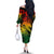 Aloha Hawaii Off The Shoulder Long Sleeve Dress Hammerhead Shark Tattoo Polynesian Summer - Reggae LT9 - Polynesian Pride