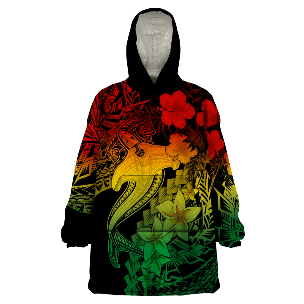 Aloha Hawaii Wearable Blanket Hoodie Hammerhead Shark Tattoo Polynesian Summer - Reggae LT9 One Size Reggae - Polynesian Pride