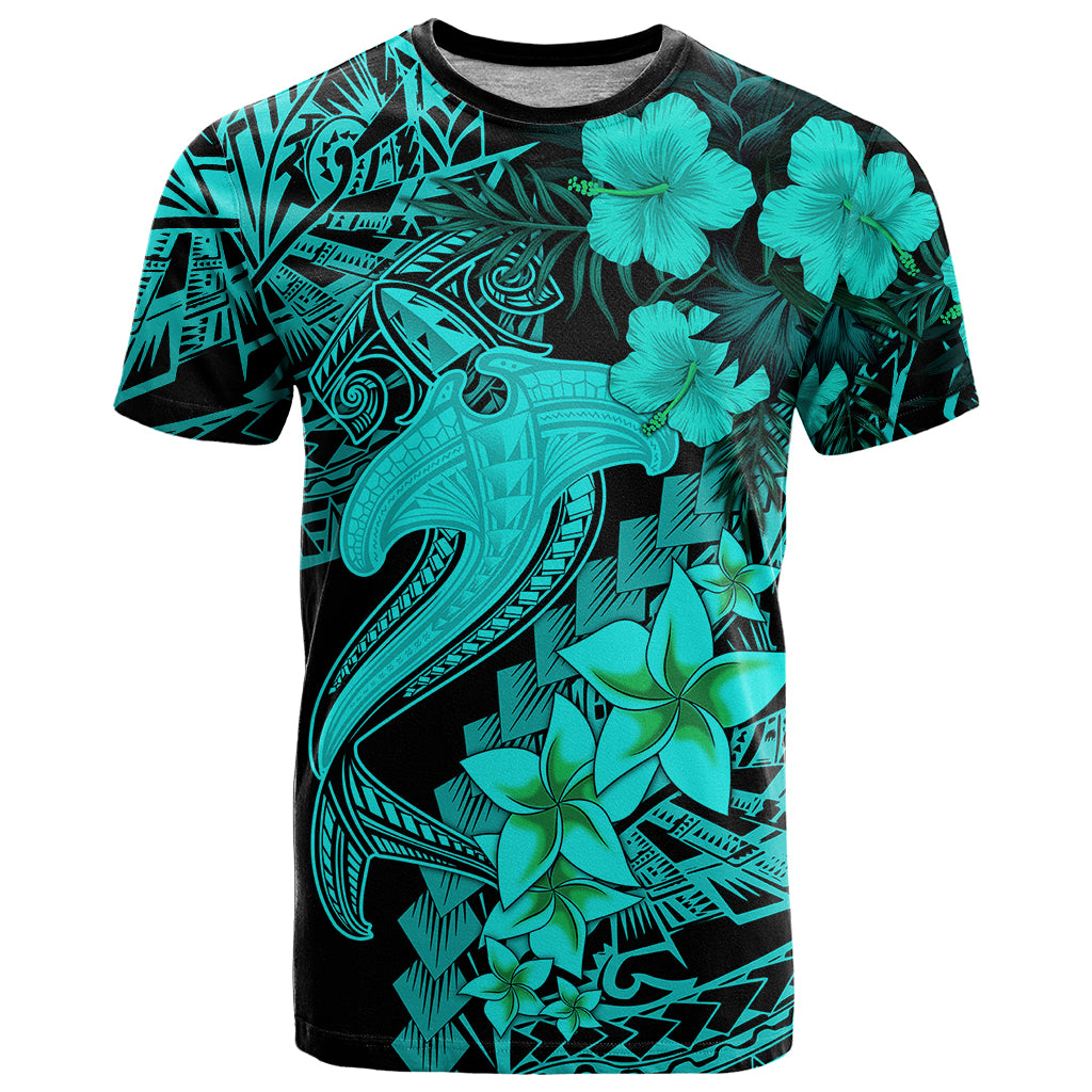 Aloha Hawaii T Shirt Hammerhead Shark Tattoo Polynesian Summer - Turquoise LT9 Turquoise - Polynesian Pride