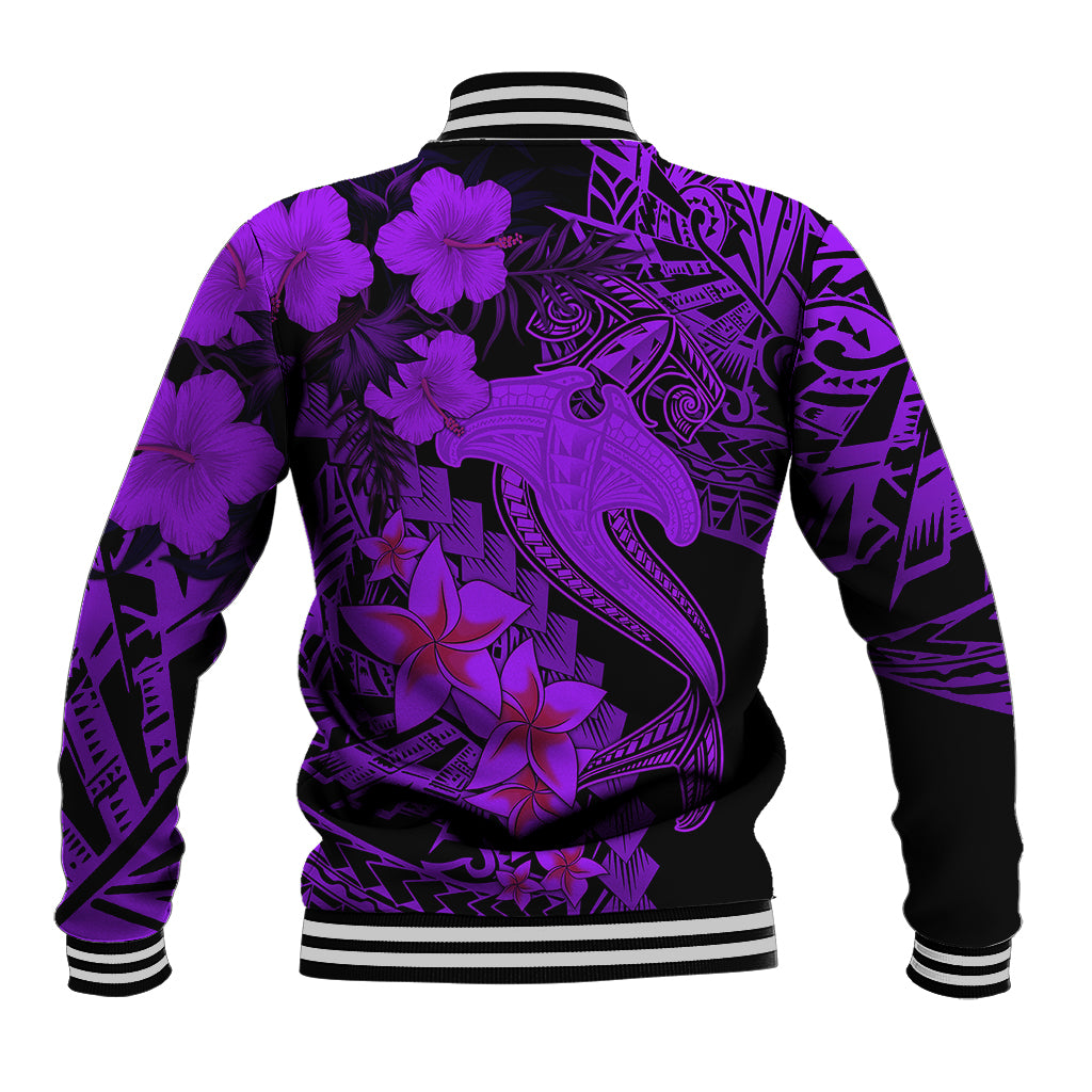 Aloha Hawaii Baseball Jacket Hammerhead Shark Tattoo Polynesian Summer - Violet LT9 - Polynesian Pride
