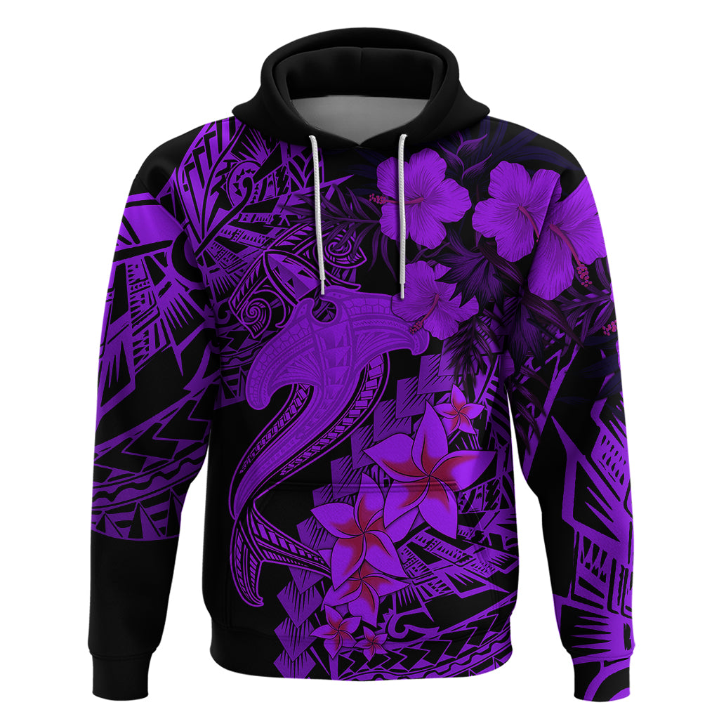 Aloha Hawaii Hoodie Hammerhead Shark Tattoo Polynesian Summer - Violet LT9 Pullover Hoodie Violet - Polynesian Pride