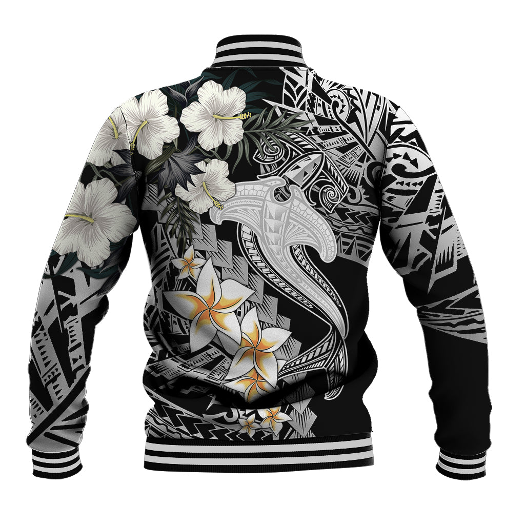 Aloha Hawaii Baseball Jacket Hammerhead Shark Tattoo Polynesian Summer - White LT9 - Polynesian Pride
