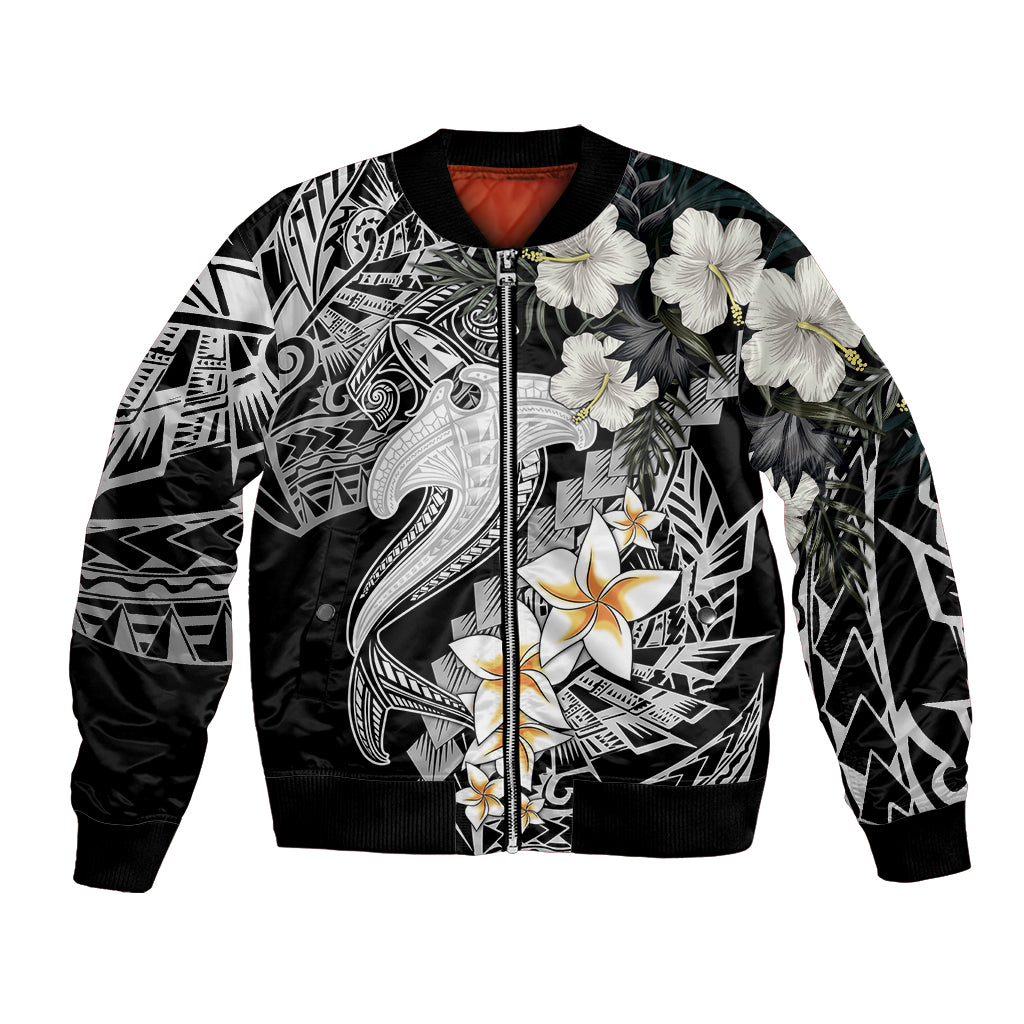 Aloha Hawaii Bomber Jacket Hammerhead Shark Tattoo Polynesian Summer - White LT9 Unisex White - Polynesian Pride