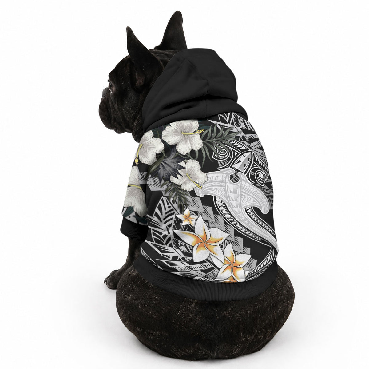 Aloha Hawaii Pet Hoodie Hammerhead Shark Tattoo Polynesian Summer - White LT9 - Polynesian Pride