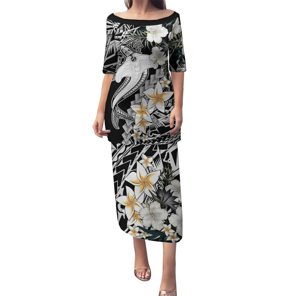 Aloha Hawaii Puletasi Hammerhead Shark Tattoo Polynesian Summer - White LT9 Long Dress White - Polynesian Pride