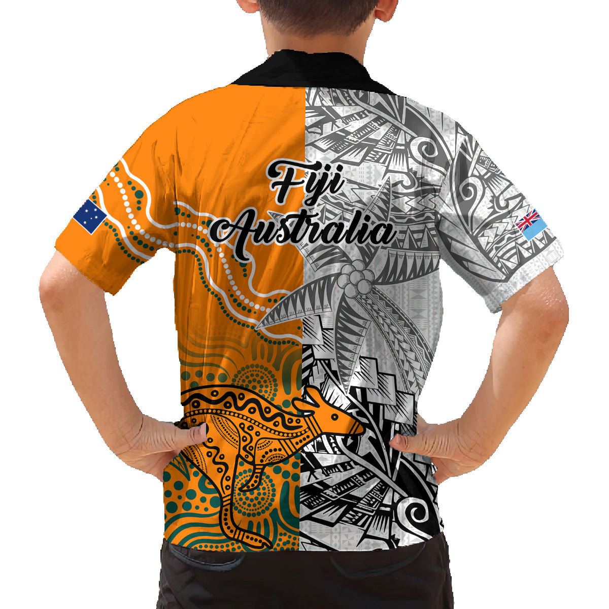 fiji-australia-rugby-family-matching-summer-maxi-dress-and-hawaiian-shirt-world-cup-2023-polynesia-tapa-mixed-indigenous-aboriginal