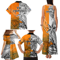 Fiji Australia Rugby Family Matching Tank Maxi Dress and Hawaiian Shirt World Cup 2023 Polynesia Tapa Mixed Indigenous Aboriginal LT9 - Polynesian Pride