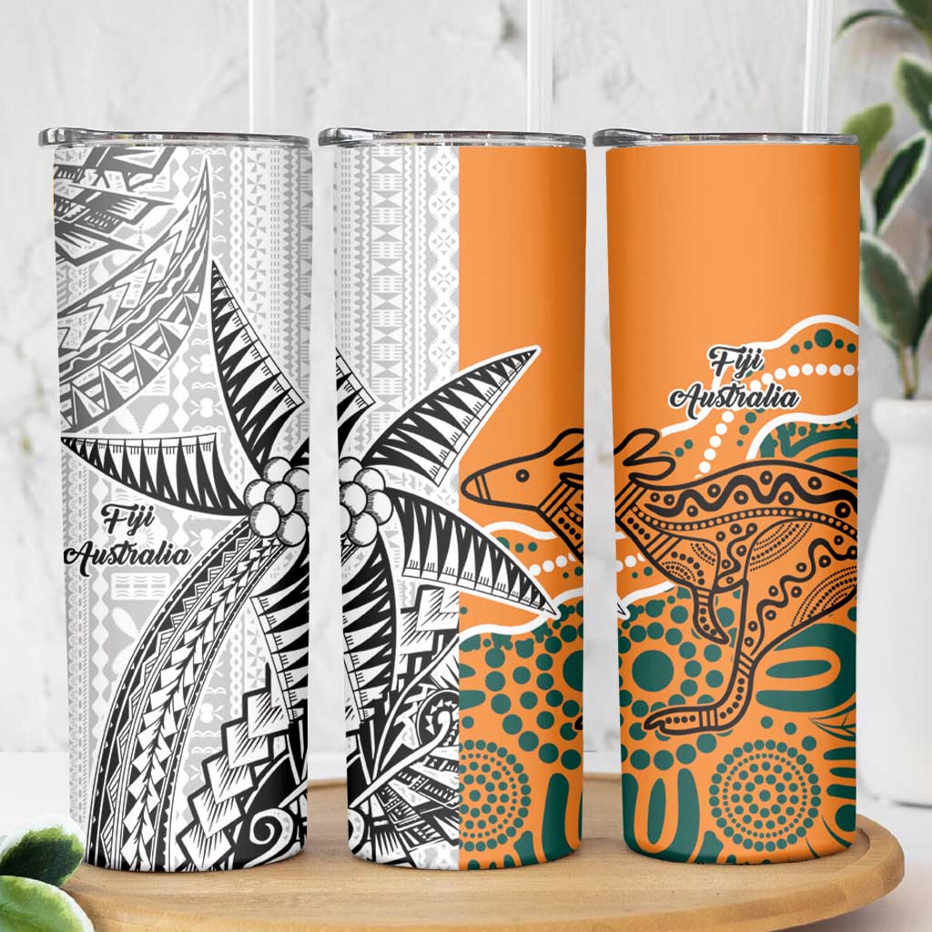 Australia-Fiji Palm and Kangaroo Skinny Tumbler Polynesia Tapa Mixed Indigenous Aboriginal LT9 - Polynesian Pride