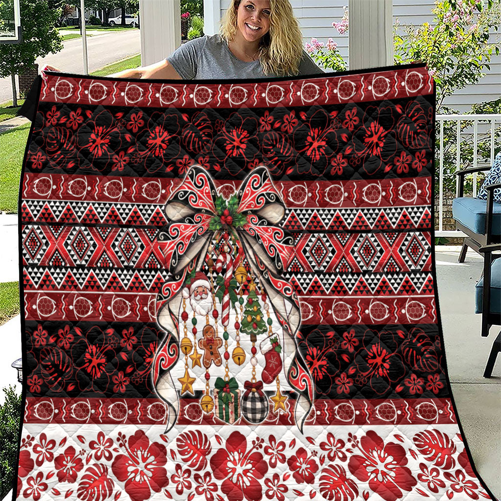 New Zealand Kowhaiwhai Taniko Christmas Bow Quilt Meri Kirihimete