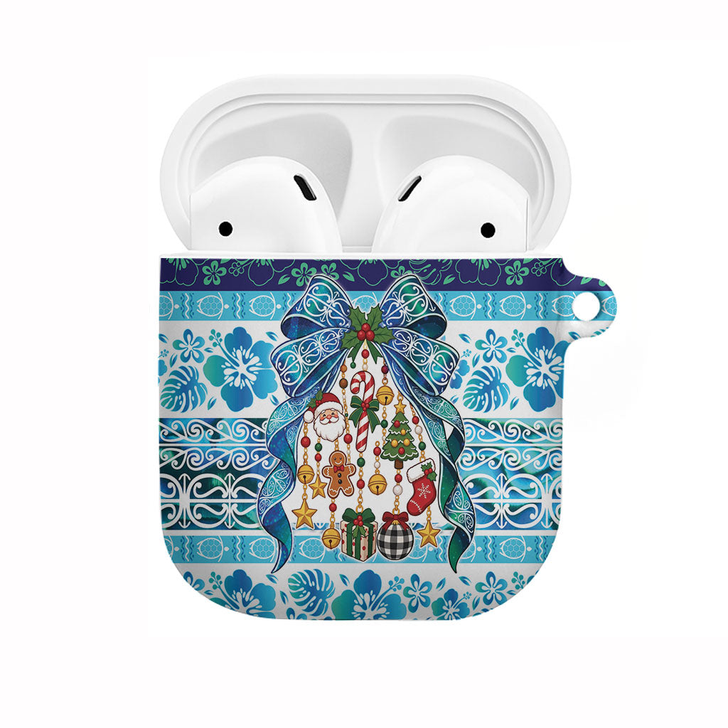 New Zealand Kowhai Ngutukaka Christmas Bow AirPods Case Meri Kirihimete LT9 Turquoise - Polynesian Pride