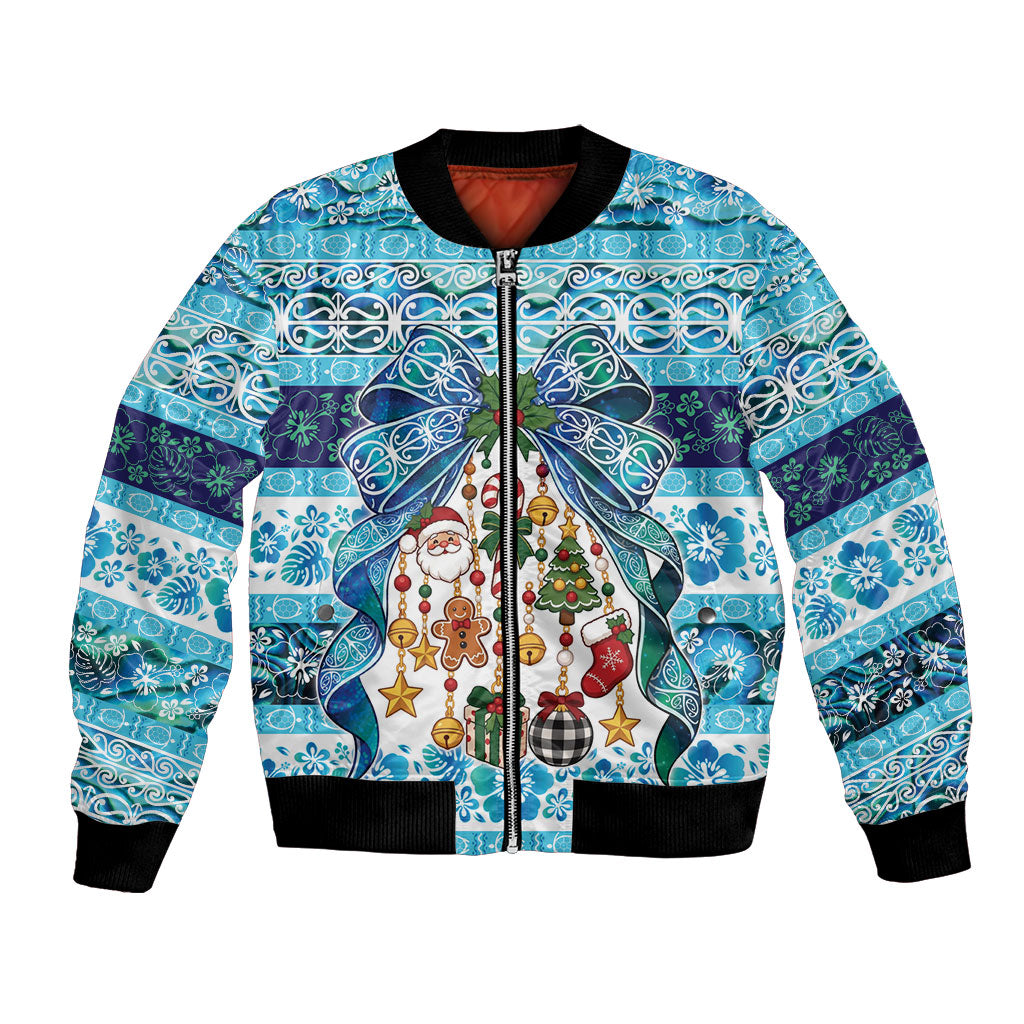New Zealand Kowhai Ngutukaka Christmas Bow Bomber Jacket Meri Kirihimete