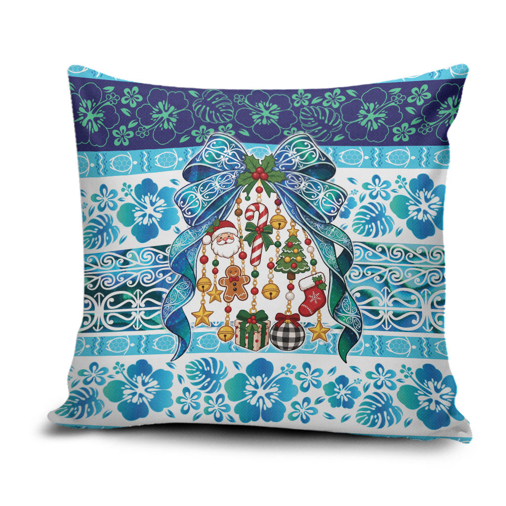 New Zealand Kowhai Ngutukaka Christmas Bow Pillow Cover Meri Kirihimete LT9 Turquoise - Polynesian Pride