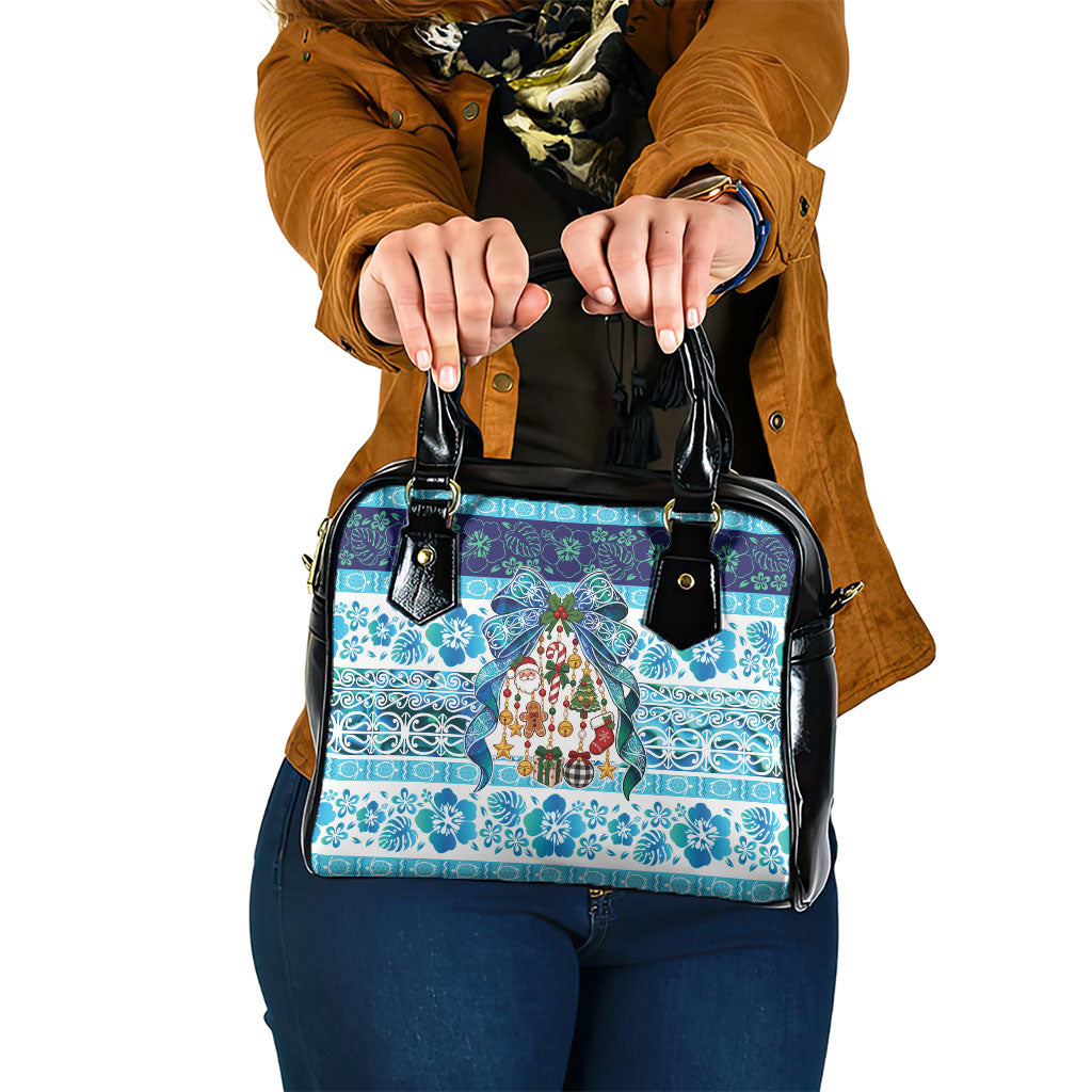 New Zealand Kowhai Ngutukaka Christmas Bow Shoulder Handbag Meri Kirihimete LT9 One Size Turquoise - Polynesian Pride