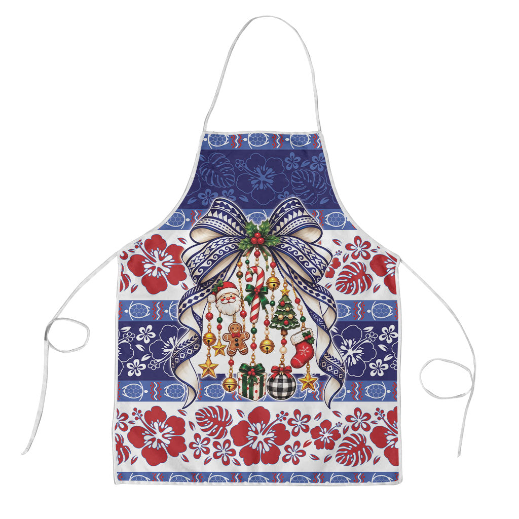 Samoa Tribal Christmas Bow Apron Ia Manuia lava le Kerisimasi LT9 Blue - Polynesian Pride