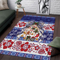 Samoa Tribal Christmas Bow Area Rug Ia Manuia lava le Kerisimasi LT9 Blue - Polynesian Pride