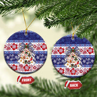 Samoa Tribal Christmas Bow Ceramic Ornament Ia Manuia lava le Kerisimasi LT9 Circle Blue - Polynesian Pride